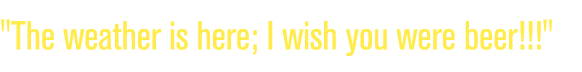 \“The weather is here; I wish you were beer!!!\"