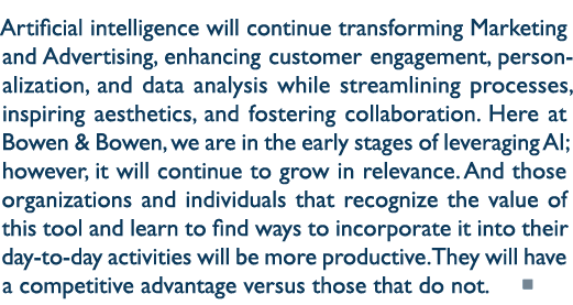 Artificial intelligence will continue transforming Marketing and Advertising, enhancing customer engagement, personal...