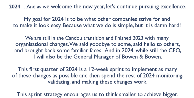 2024… And as we welcome the new year, let's continue pursuing excellence. My goal for 2024 is to be what other compan...