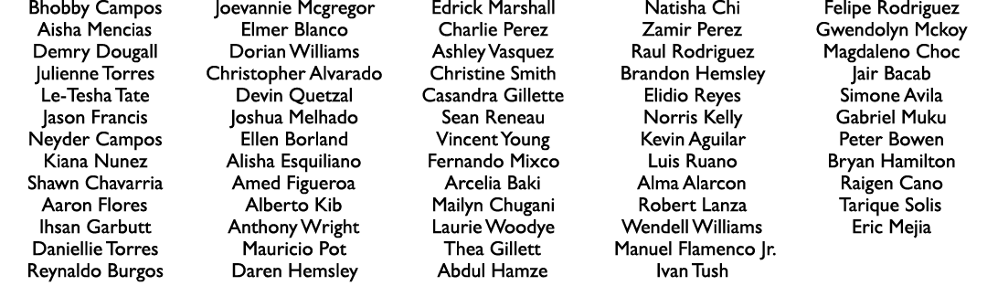 Bhobby Campos Aisha Mencias Demry Dougall Julienne Torres Le Tesha Tate Jason Francis Neyder Campos Kiana Nunez Shawn...