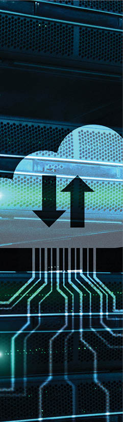 Cloud technology data storage. Internet concept on supercomputer background