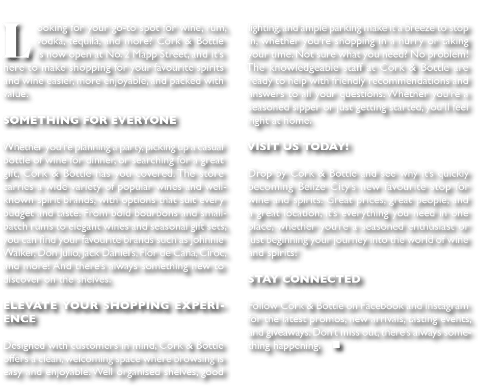 Looking for your go to spot for wine, rum, vodka, tequila, and more? Cork & Bottle is now open at No. 2 Mapp Street, ...