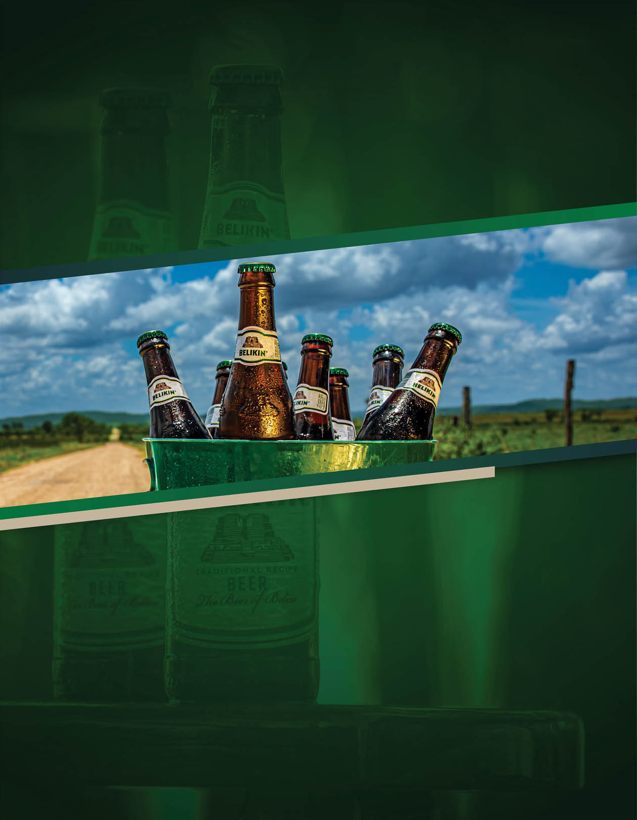 Four bottles of beer are lined up on a table. Description generated by AI
