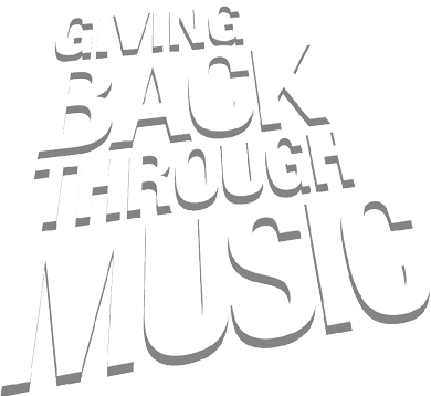 A white sign that says Give Back Music. Description generated by AI